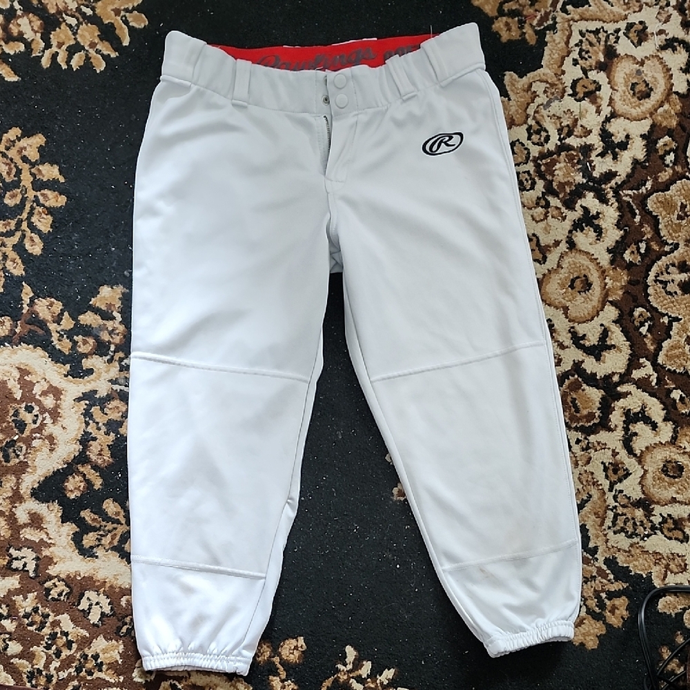 Rawlings Adult White Baseball Pants; Large